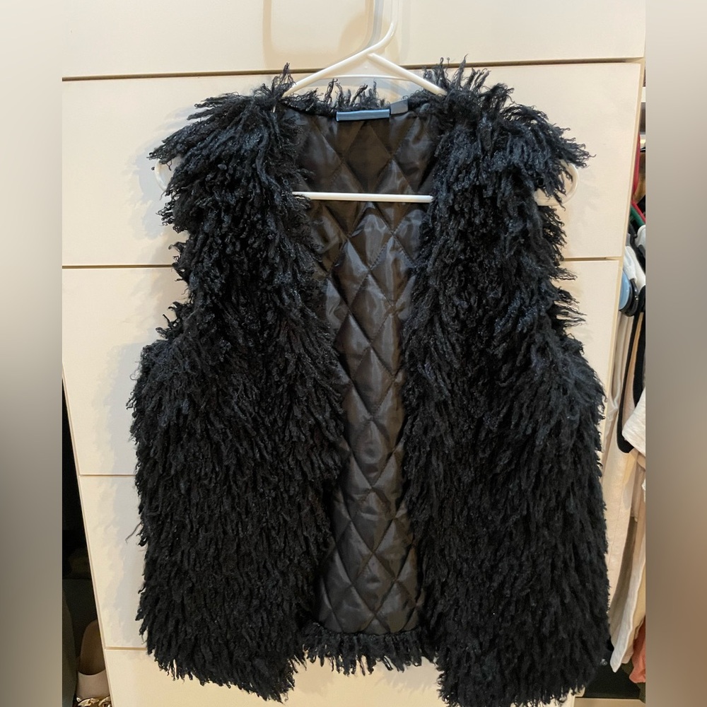 Vera Wang Faux Fur Vest Black S/M